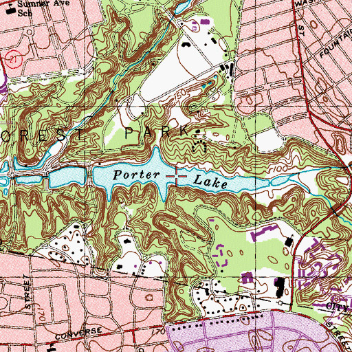 Topographic Map of Porter Lake, MA