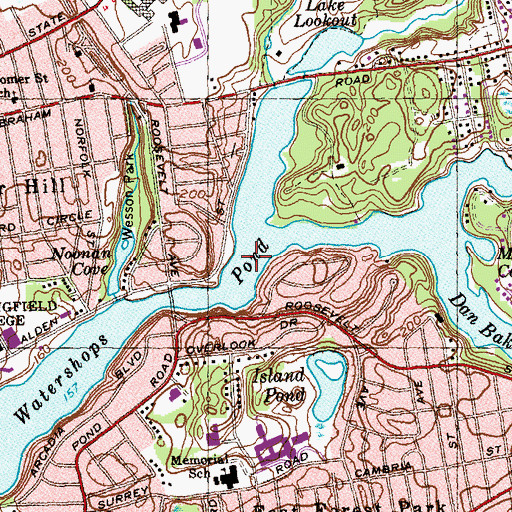Topographic Map of South Branch Mill River, MA