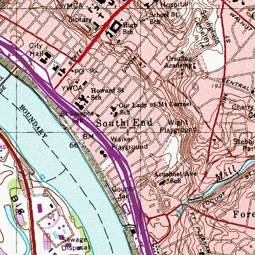 Topographic Map of South End, MA