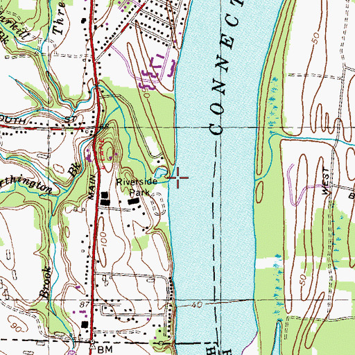 Topographic Map of Threemile Brook, MA