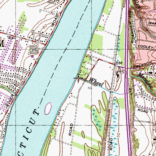 Topographic Map of Wheel Meadow Brook, MA