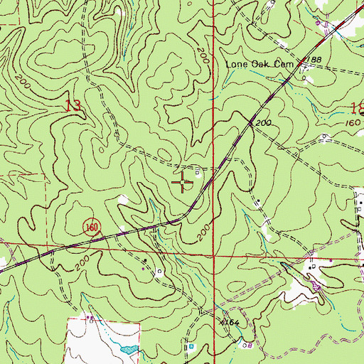 Topographic Map of Anderson Cemetery, AR