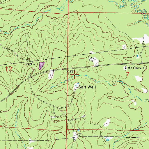 Topographic Map of Carroll Cemetery, AR