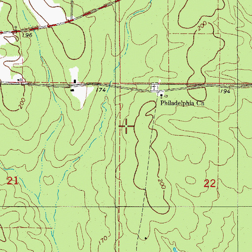 Topographic Map of Cathey Cemetery, AR