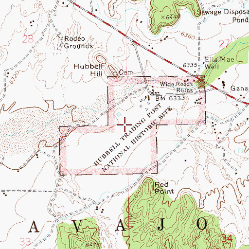 Topographic Map of Hubbell Trading Post National Historic Site, AZ