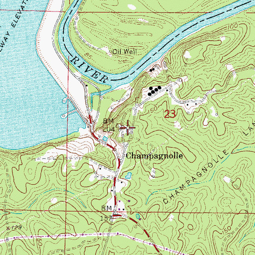 Topographic Map of Champagnole-Castleberry Cemetery, AR