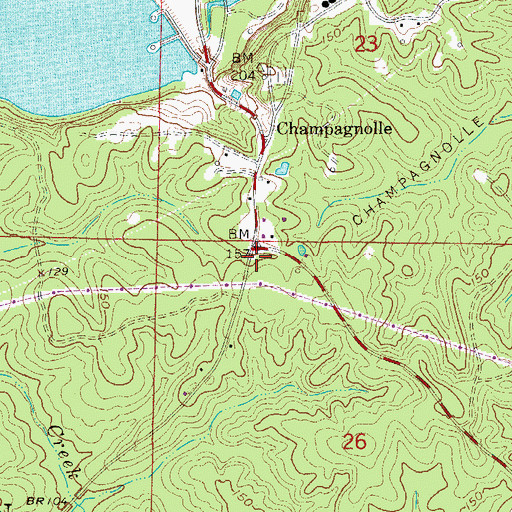 Topographic Map of Cossart Cemetery, AR