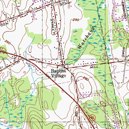 Topographic Map of Baptist Village, MA