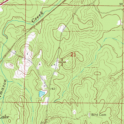 Topographic Map of Daniels Cemetery, AR