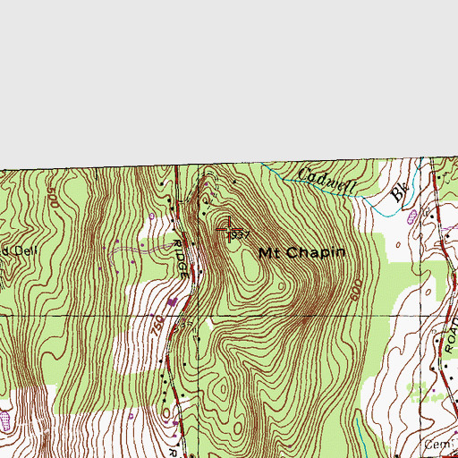 Topographic Map of Mount Chapin, MA