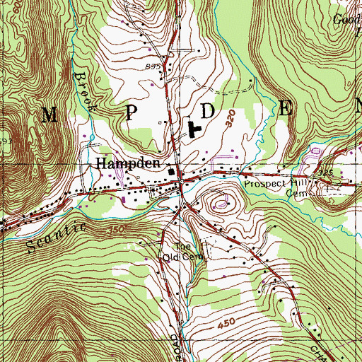 Topographic Map of Hampden, MA