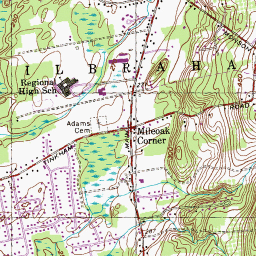 Topographic Map of Mileoak Corner, MA
