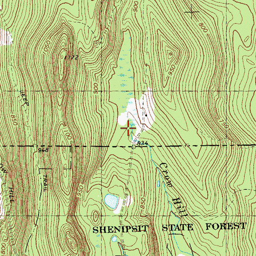 Topographic Map of Rattlesnake Hill, MA