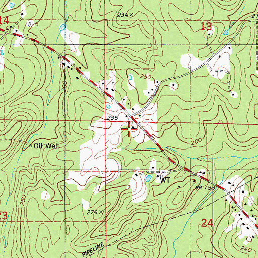 Topographic Map of Hardin Cemetery, AR
