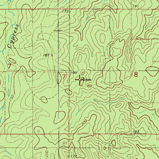 Topographic Map of Hughes Cemetery, AR