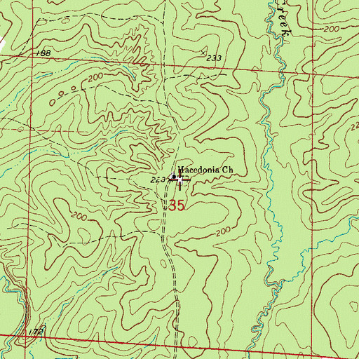 Topographic Map of Masondia Cemetery, AR