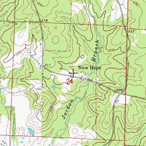 Topographic Map of New Hope Church, AR