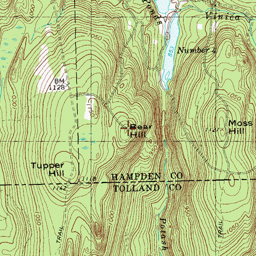 Topographic Map of Bear Hill, MA