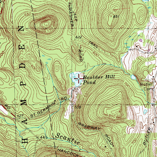Topographic Map of Boulder Hill Pond, MA
