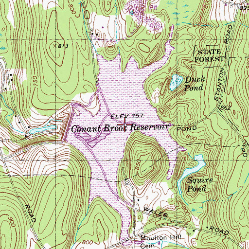 Topographic Map of Conant Brook Reservoir, MA