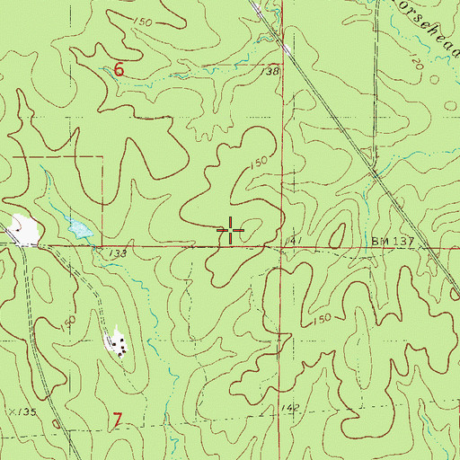 Topographic Map of Poole Cemetery, AR