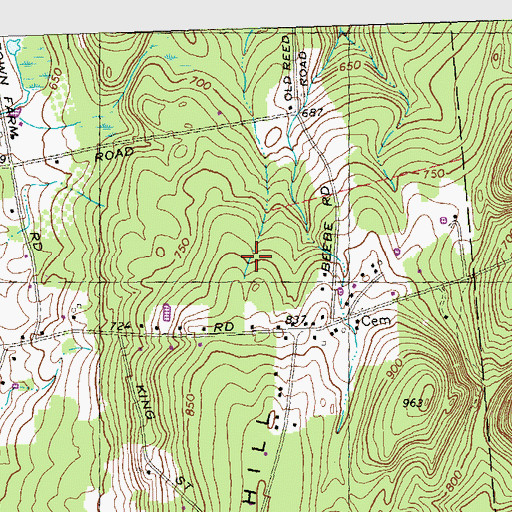 Topographic Map of East Hill, MA