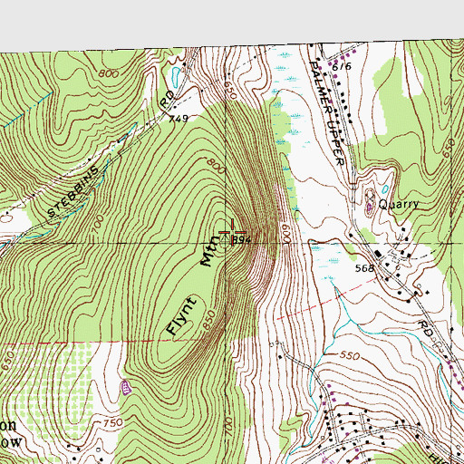 Topographic Map of Flynt Mountain, MA