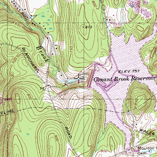 Topographic Map of Monson Reservoir, MA