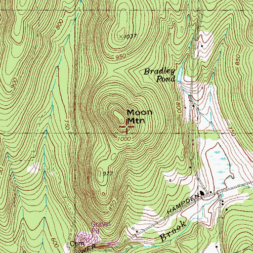 Topographic Map of Moon Mountain, MA