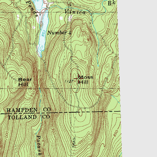 Topographic Map of Moss Hill, MA