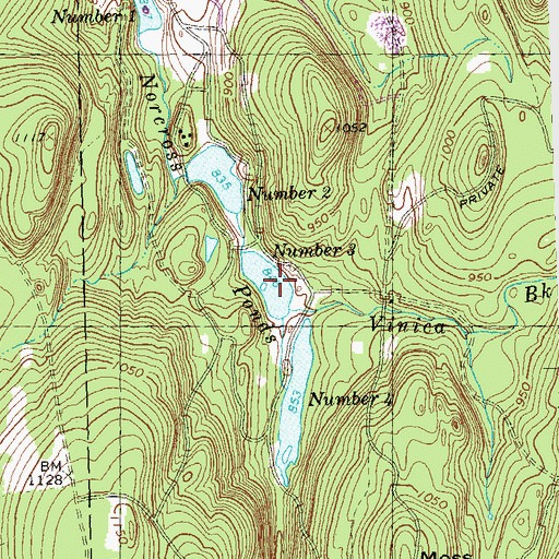Topographic Map of Norcross Ponds, MA