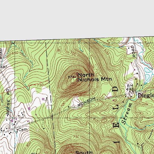 Topographic Map of North Nichols Mountain, MA