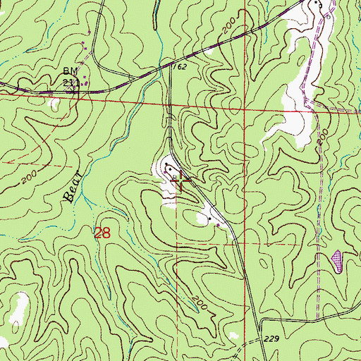 Topographic Map of Scott-Young Cemetery, AR