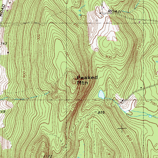 Topographic Map of Peaked Mountain, MA