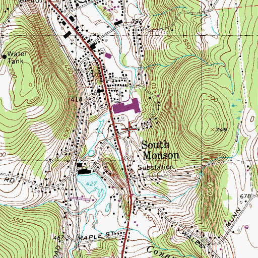 Topographic Map of South Monson, MA
