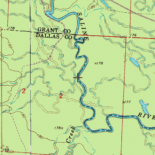 Topographic Map of Beaverdam Slough, AR