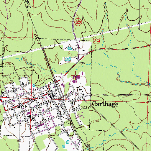 Topographic Map of Carthage Elementary School, AR