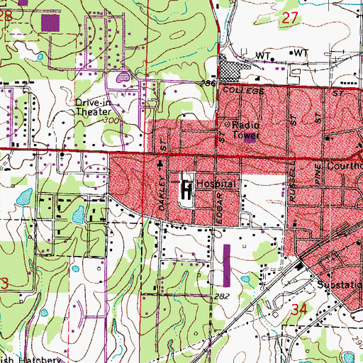 Topographic Map of Dallas County Medical Center, AR