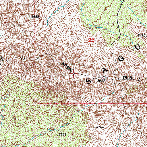 Topographic Map of Hugh Norris Trail, AZ