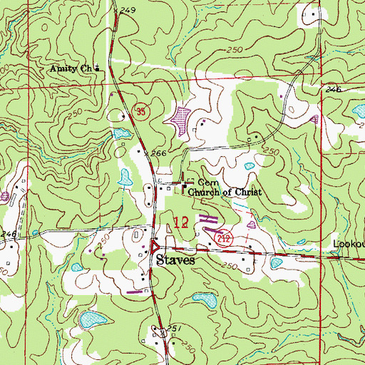 Topographic Map of Church of Christ, AR