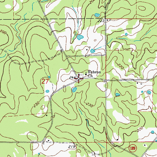 Topographic Map of Hebron, AR
