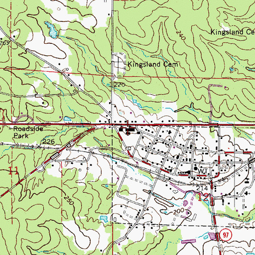 Topographic Map of Kingsland High School, AR