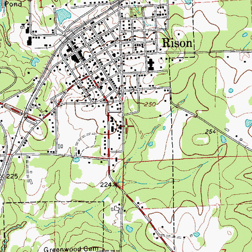 Topographic Map of Rison Elementary School, AR