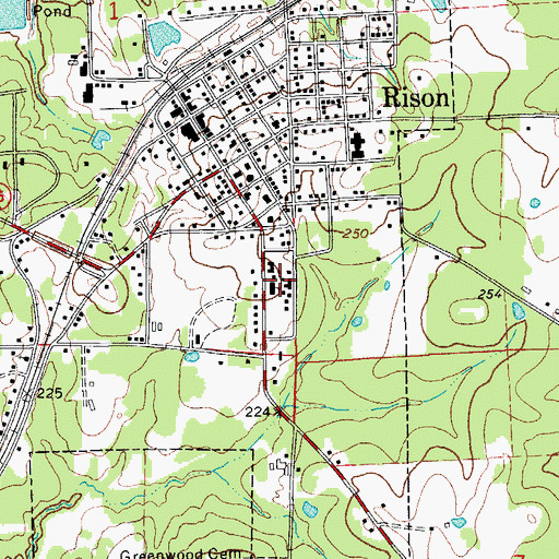 Topographic Map of Rison High School, AR