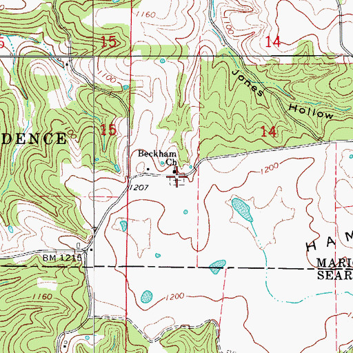 Topographic Map of Beckham Cemetery, AR