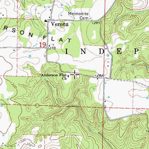 Topographic Map of Anderson Flat Cemetery, AR