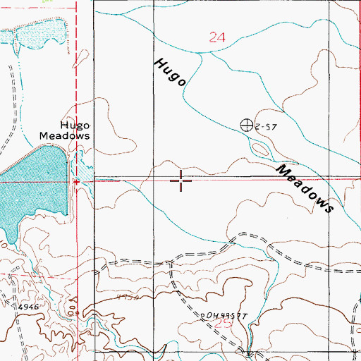 Topographic Map of Hugo Meadows, AZ