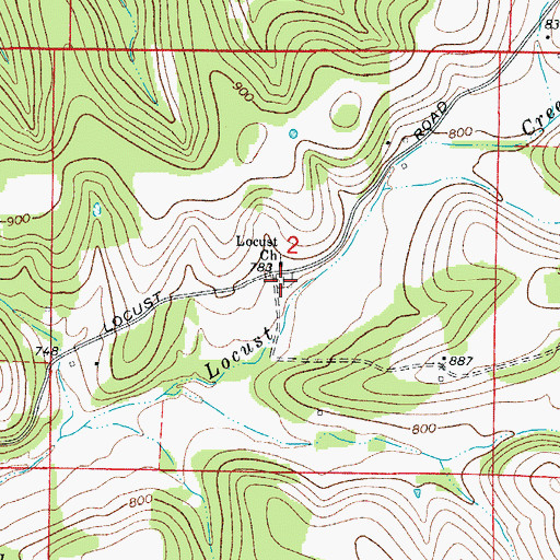 Topographic Map of Locust Cemetery, AR