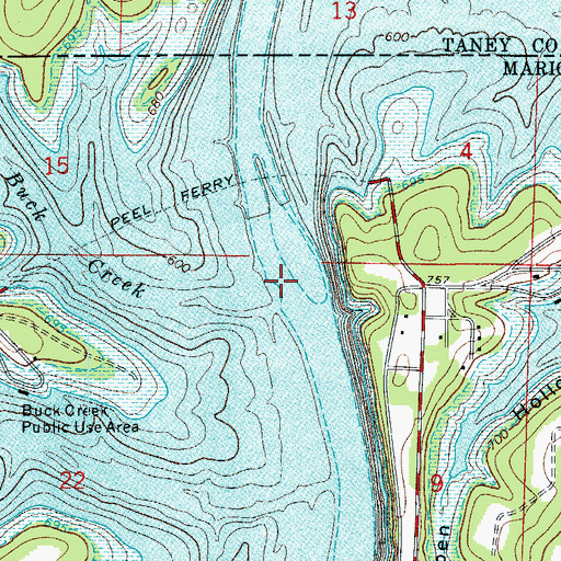 Topographic Map of Buck Shoals Ford (historical), AR