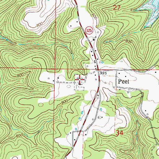 Topographic Map of Peel Cemetery, AR